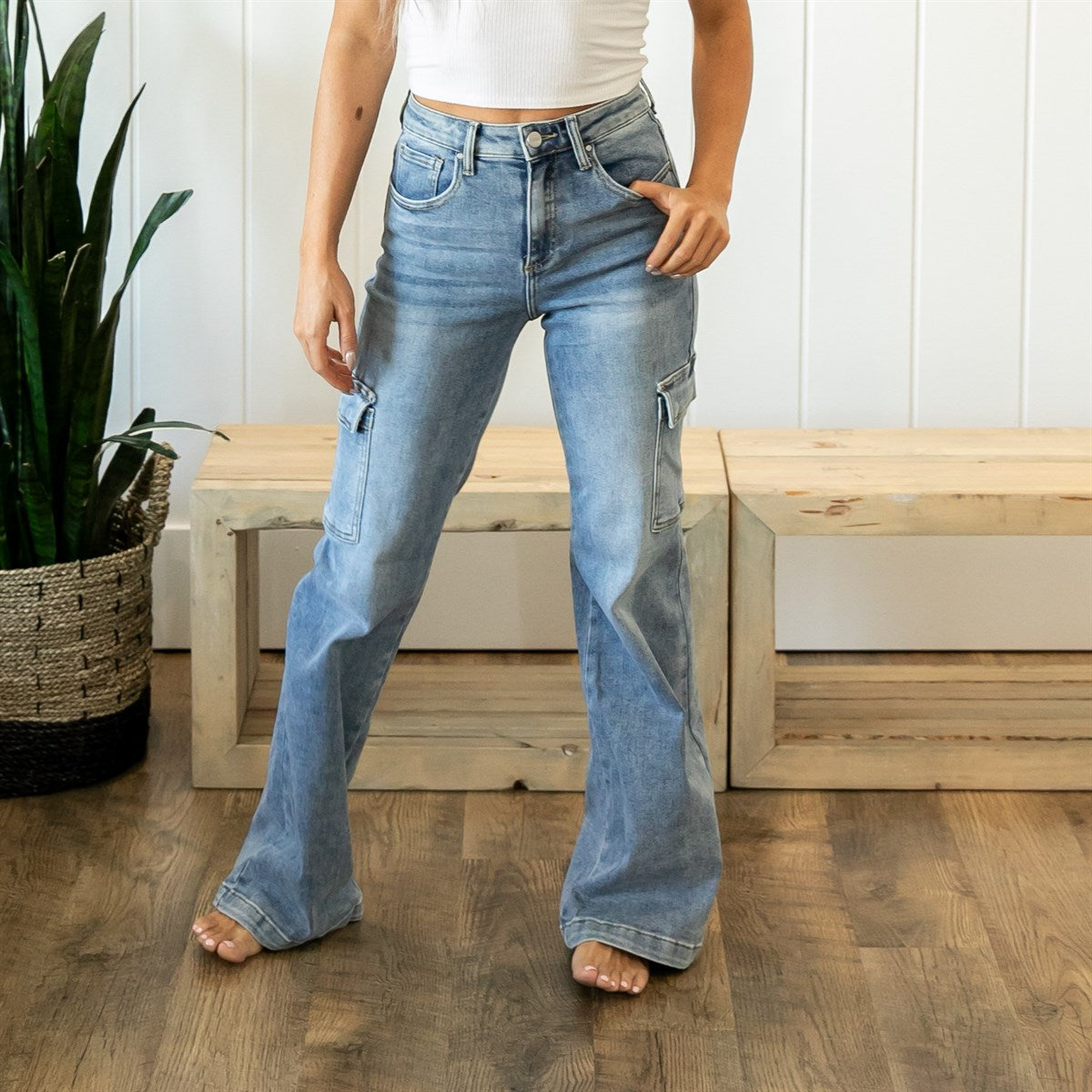 Risen Cargo Wide Leg Denim
