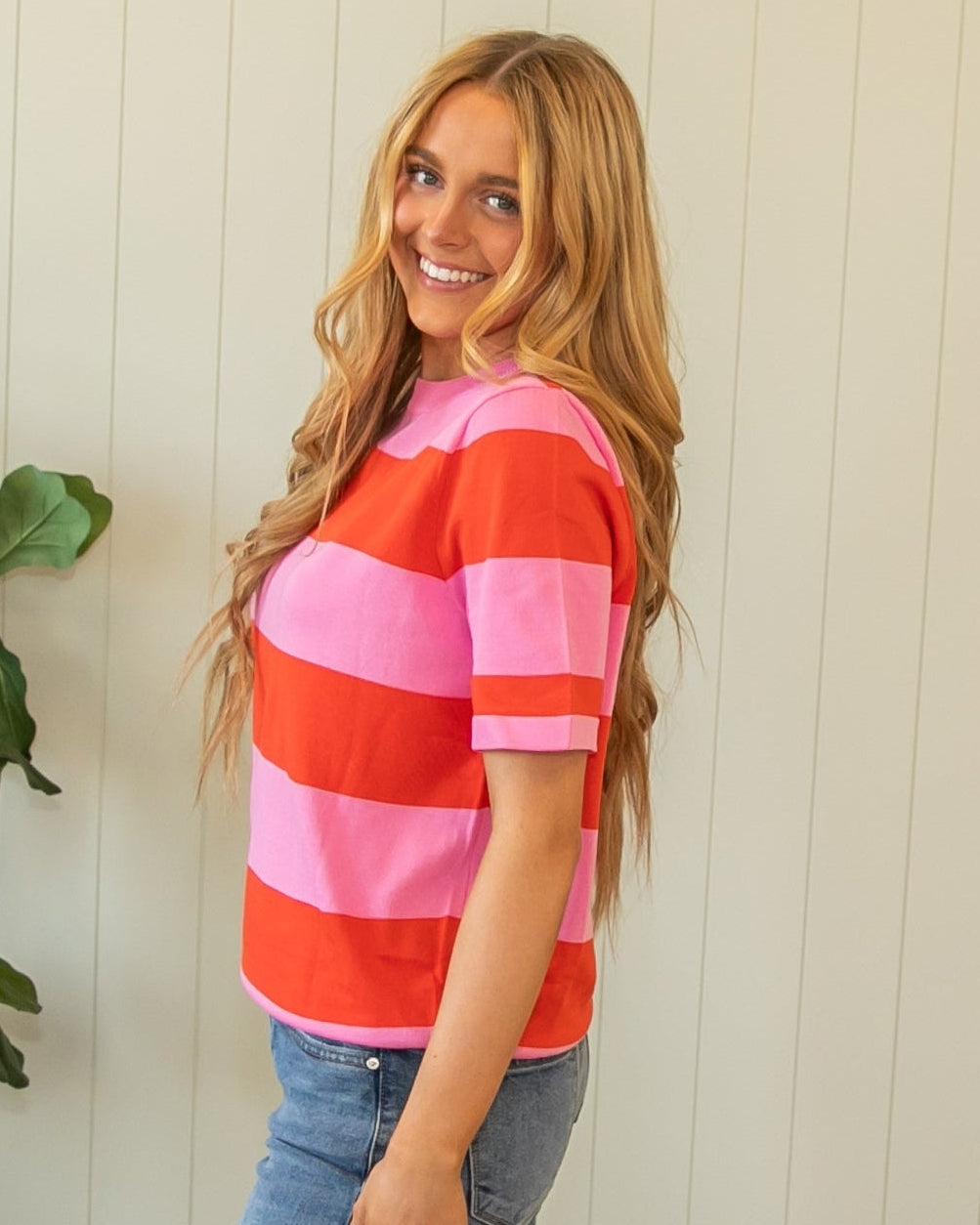 Pam Knit Top - Bright Pink