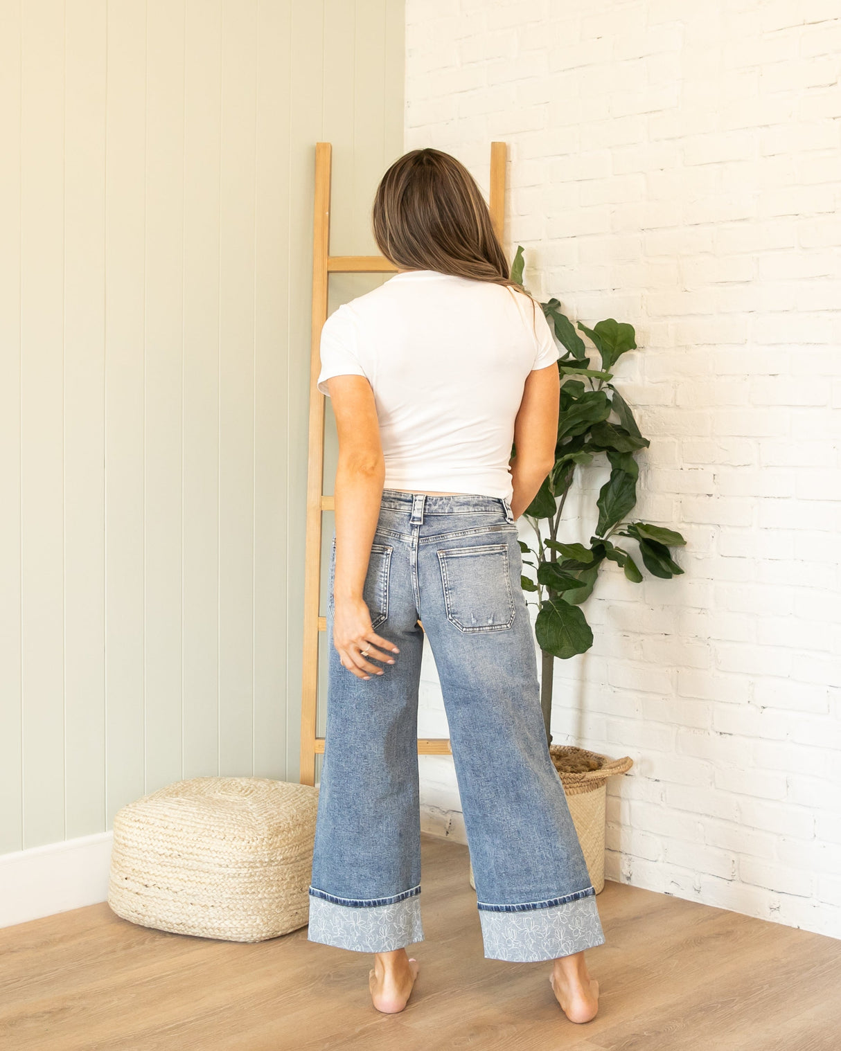 KanCan Mid Rise Wide Cuffed Hem Jeans