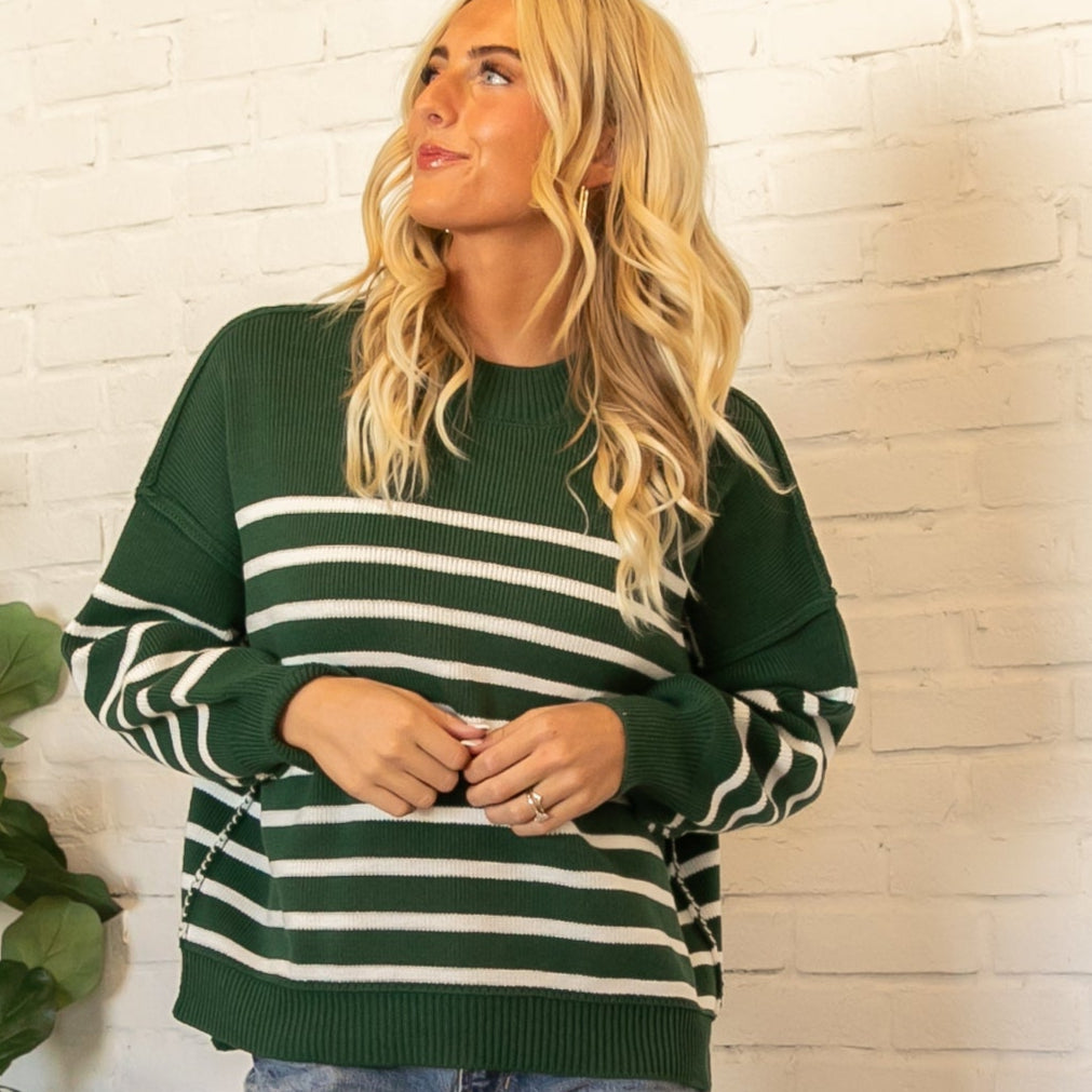 Swede Stripe Sweater - Dark Green