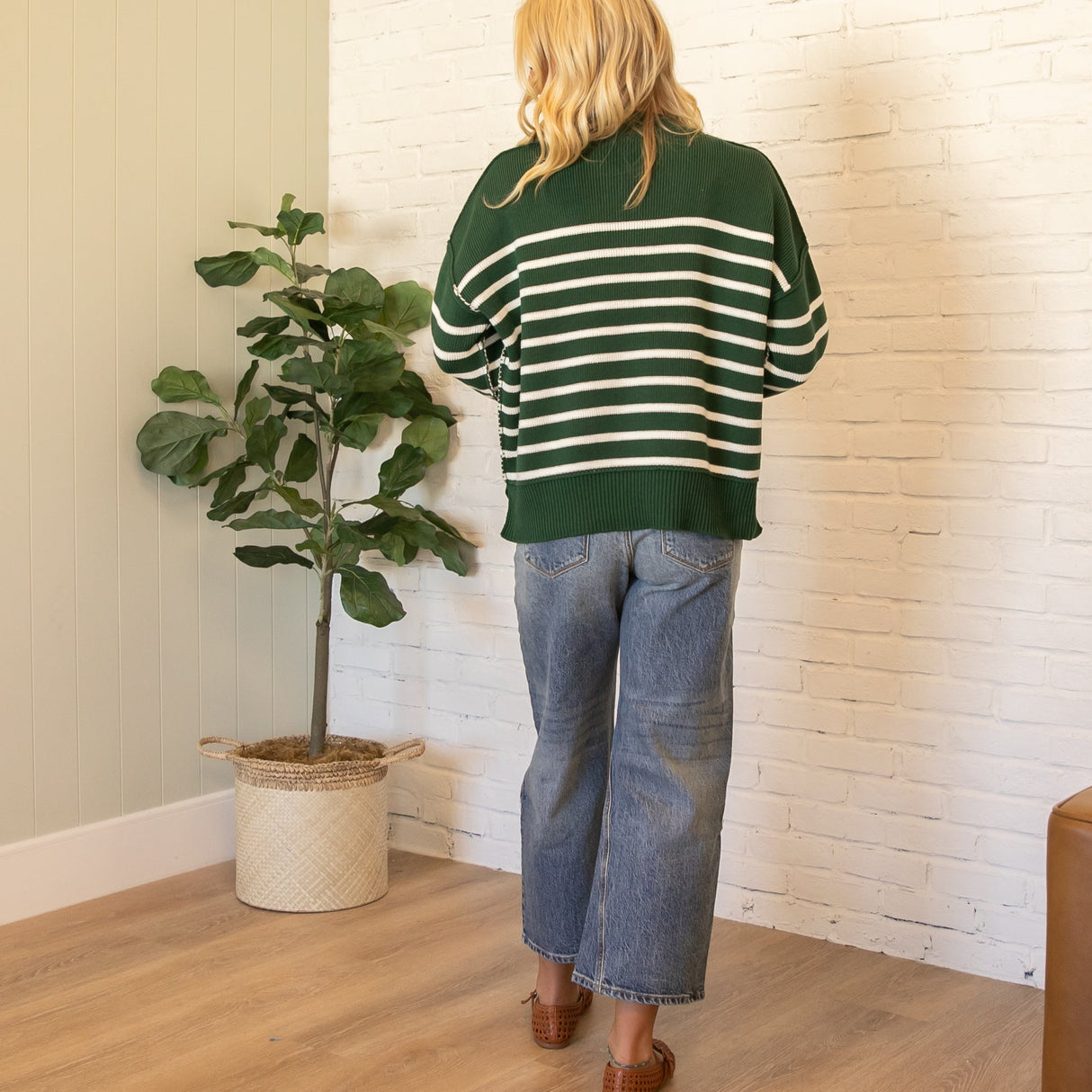 Swede Stripe Sweater - Dark Green