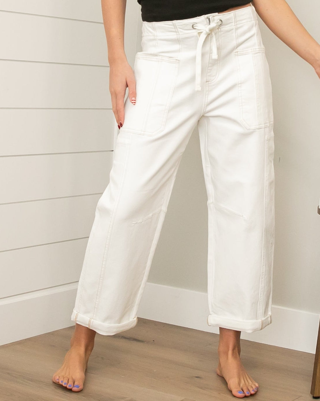 Risen Cream Barrel Jeans