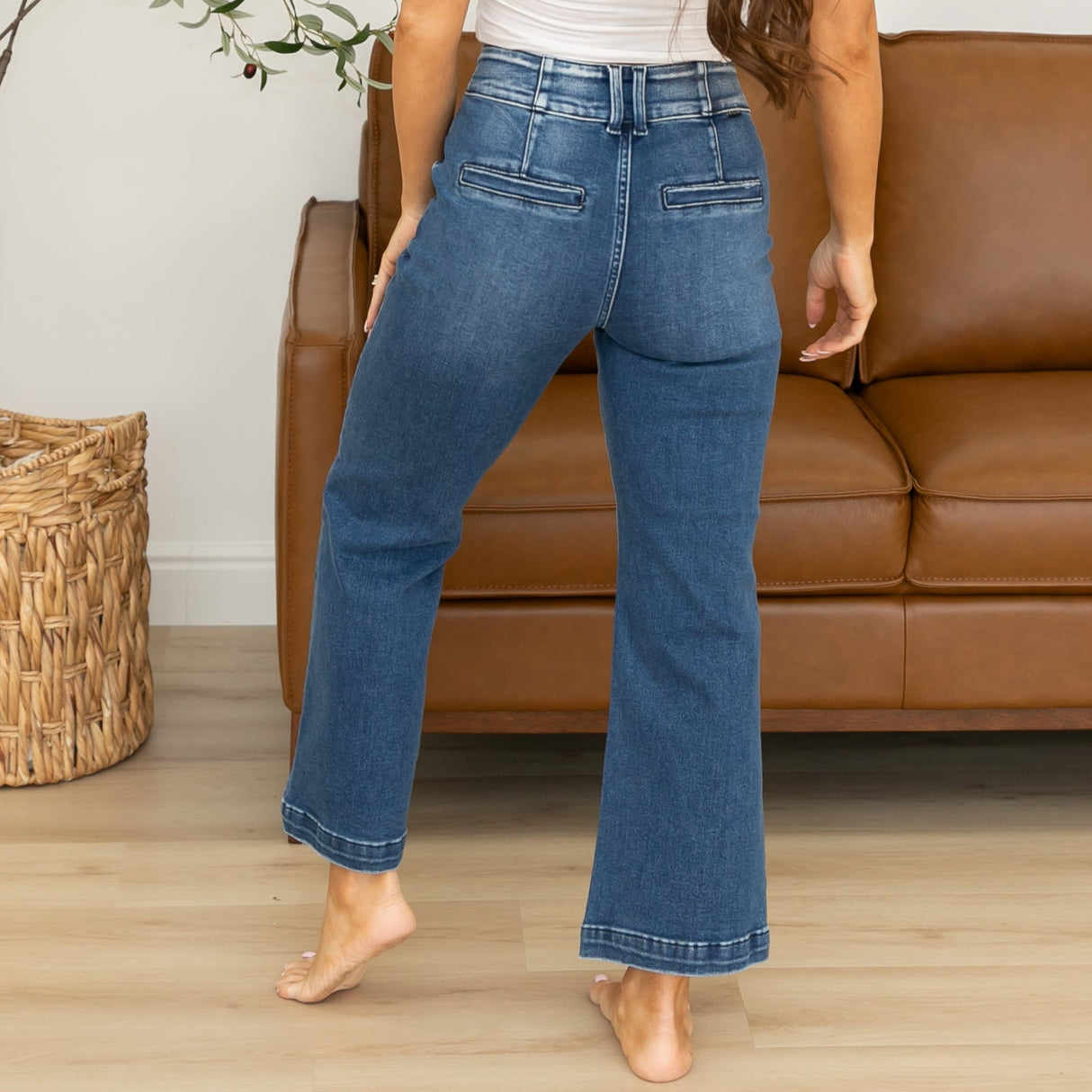 Risen Tummy Control High Rise Cropped Denim
