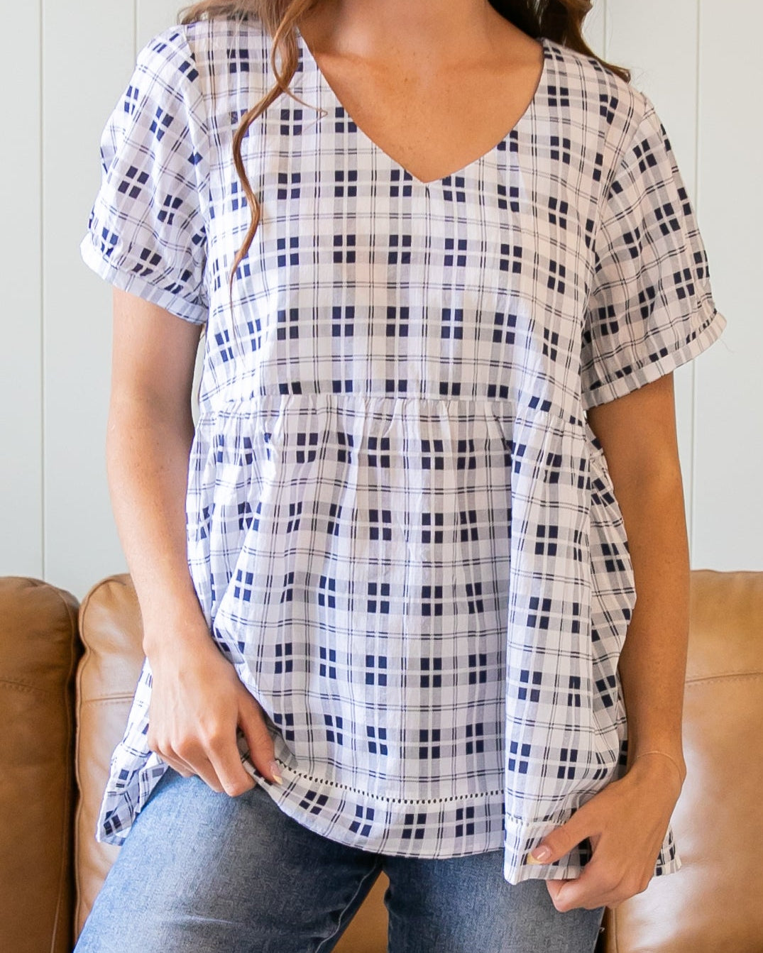 Maeve Top - White/Navy