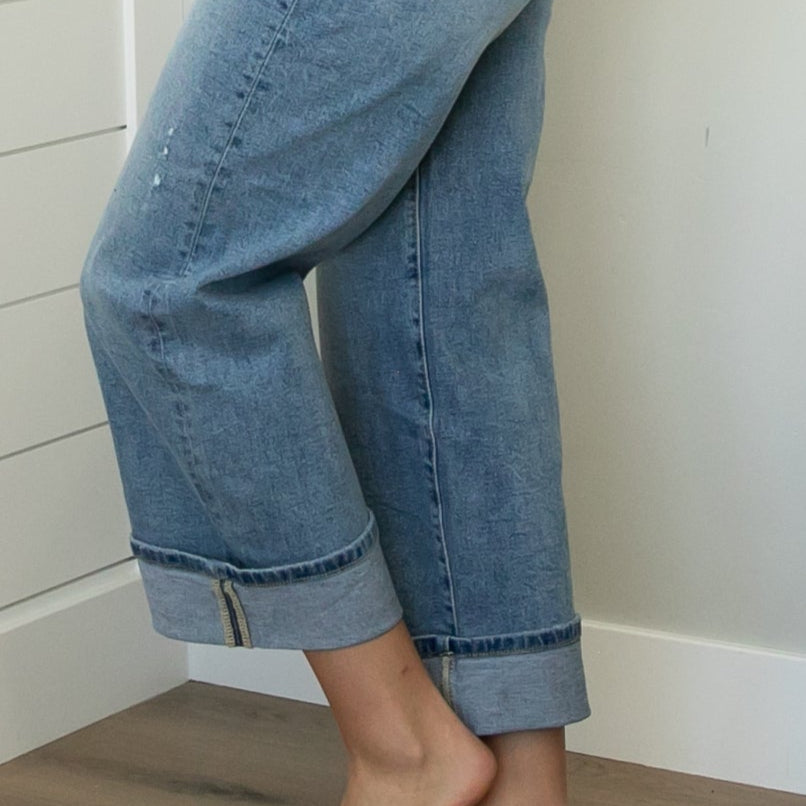 KanCan High Rise Cropped Cuffed Medium Wash Jeans