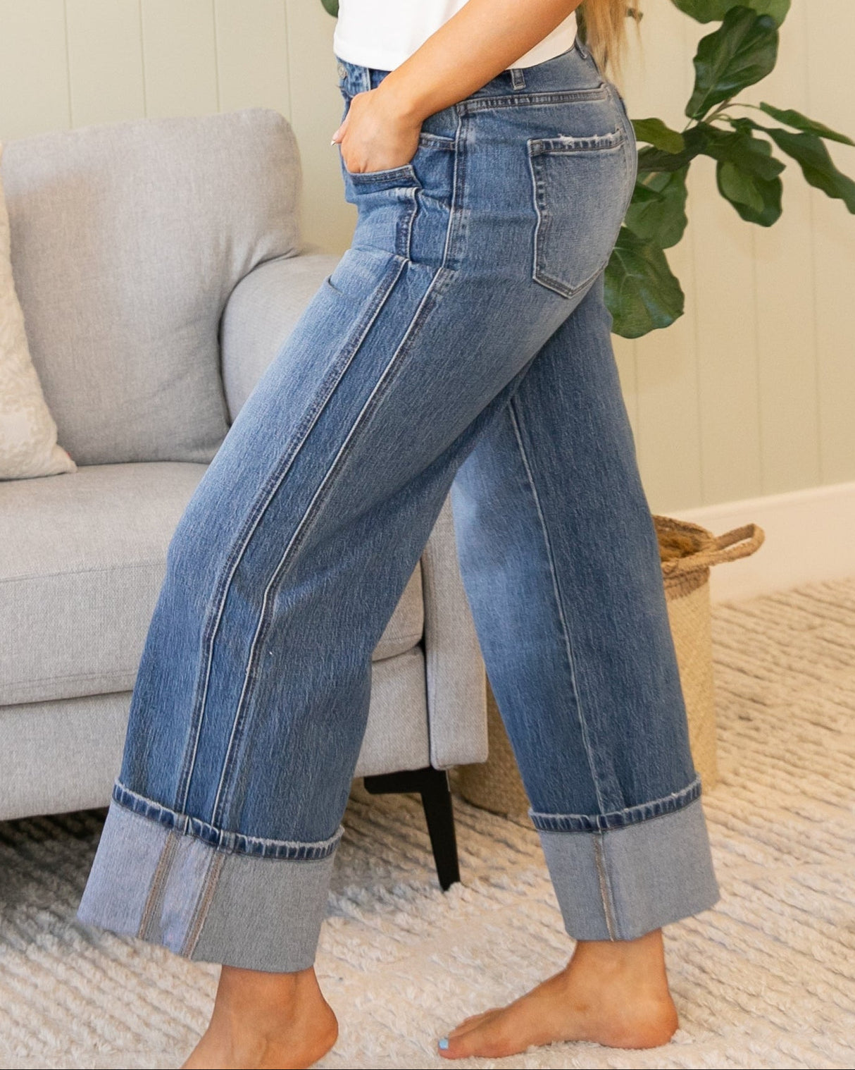 Vervet Flying Monkey Cuffed Wide Leg Jeans