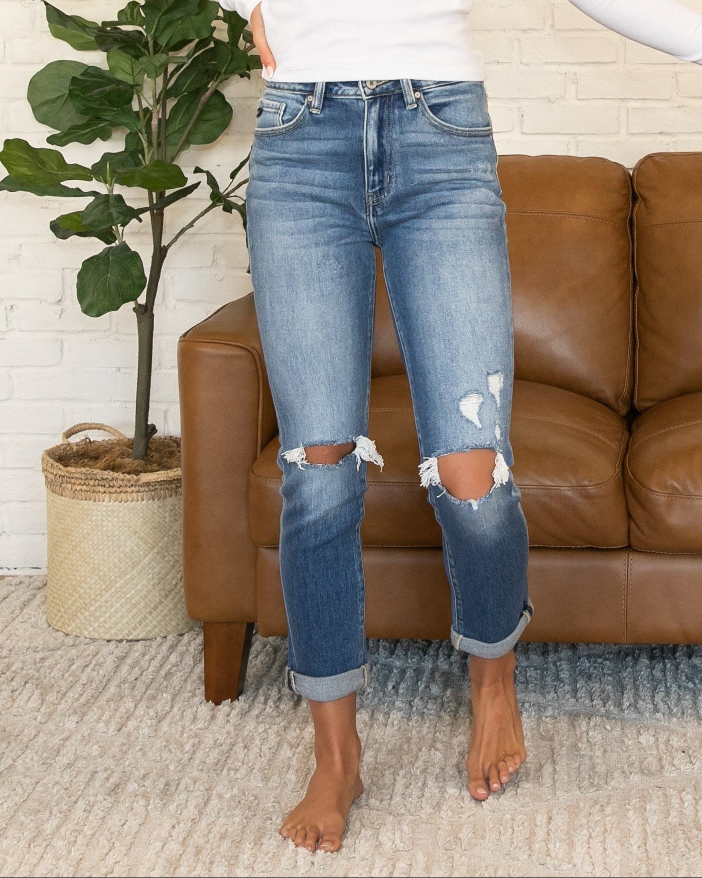 KanCan High Rise Distressed Cuff Jeans