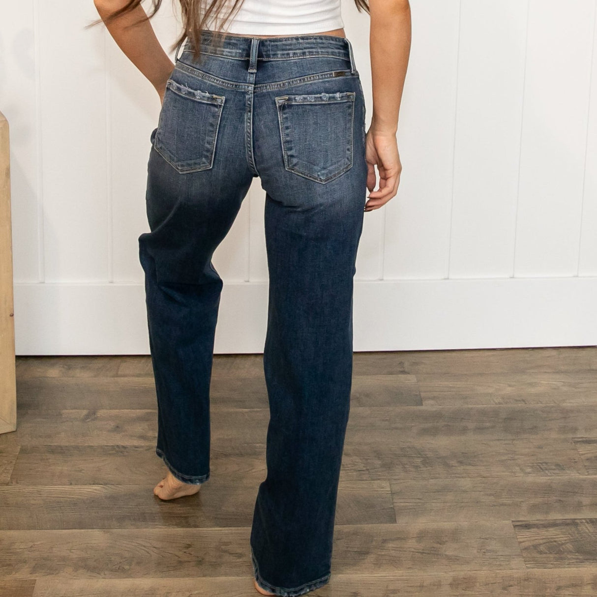 KanCan Mid Rise Dark Wash Straight Jeans