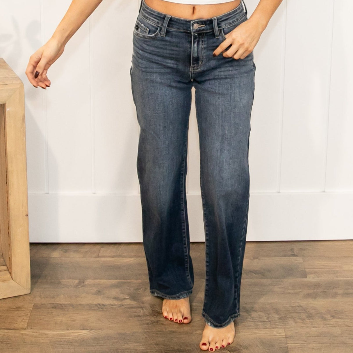 KanCan Mid Rise Dark Wash Straight Jeans