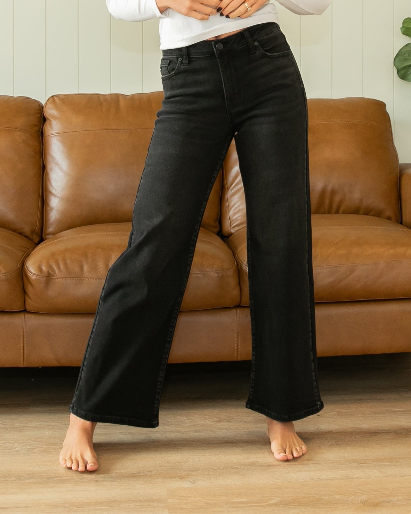 KanCan High Rise Wide Leg Black Jeans