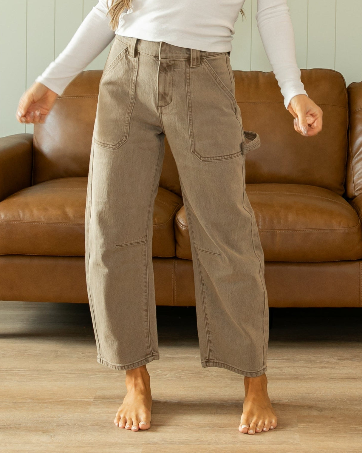 KanCan Tan Carpenter Barrel Jeans