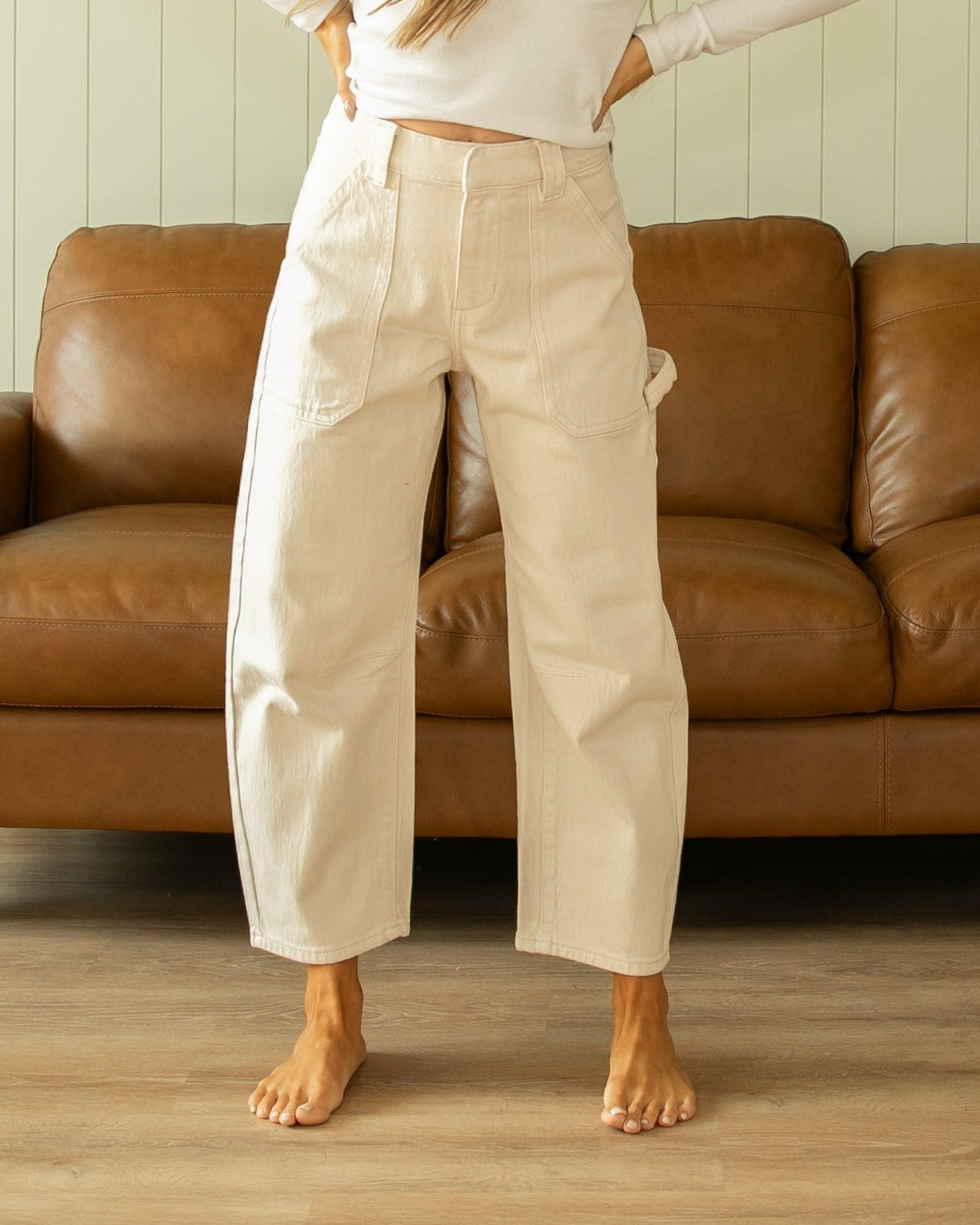 KanCan Cream Carpenter Barrel Jeans