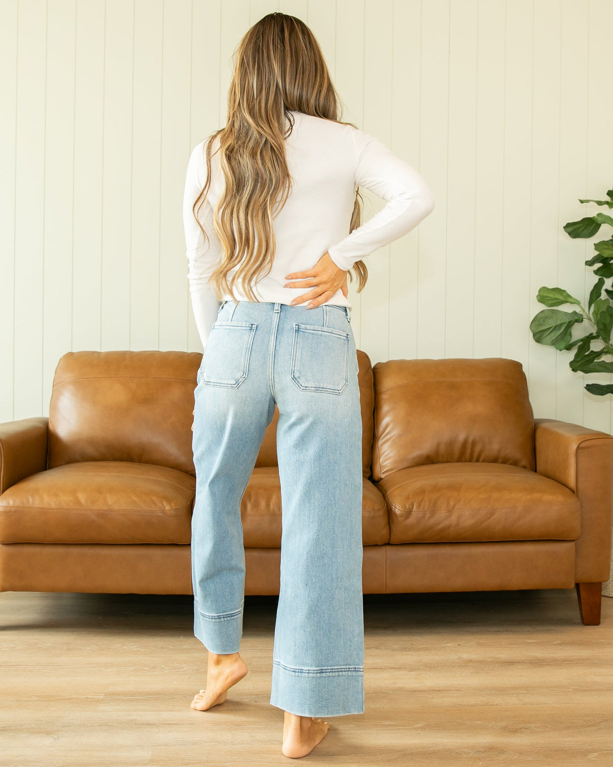 KanCan High Rise Medium Cropped Wide Leg Jeans