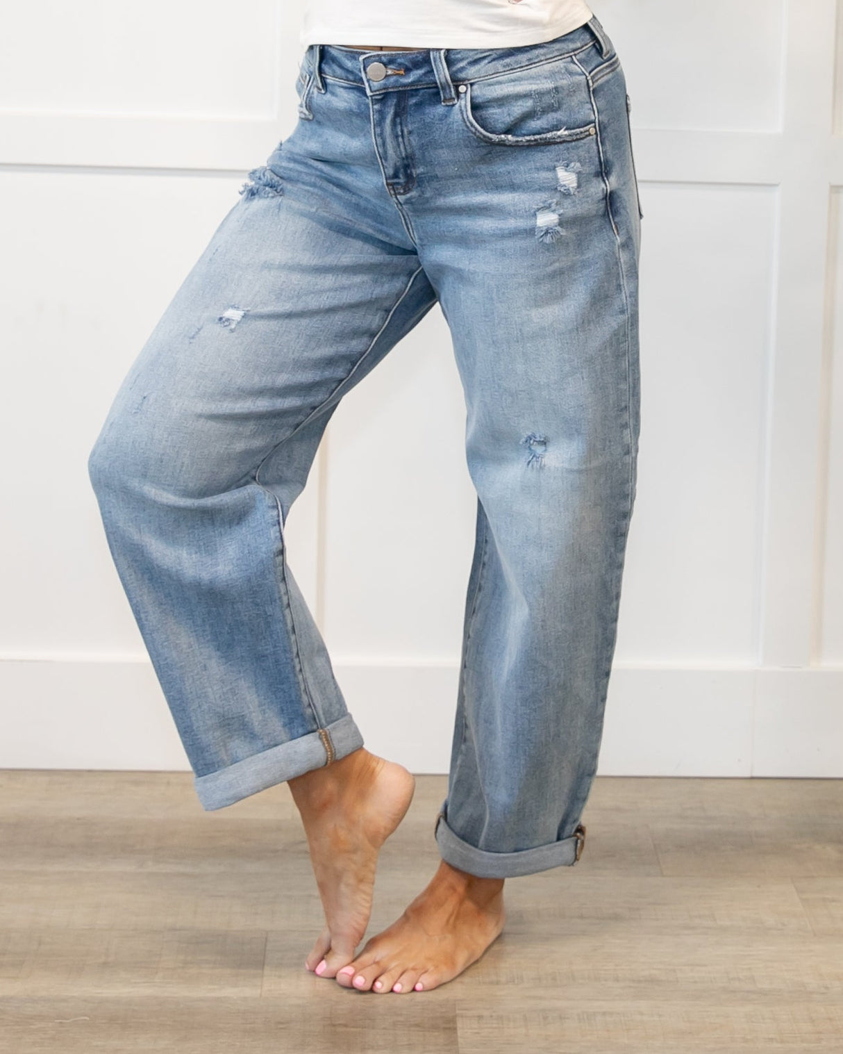 Risen Slouchy Cuffed Barrel Jeans