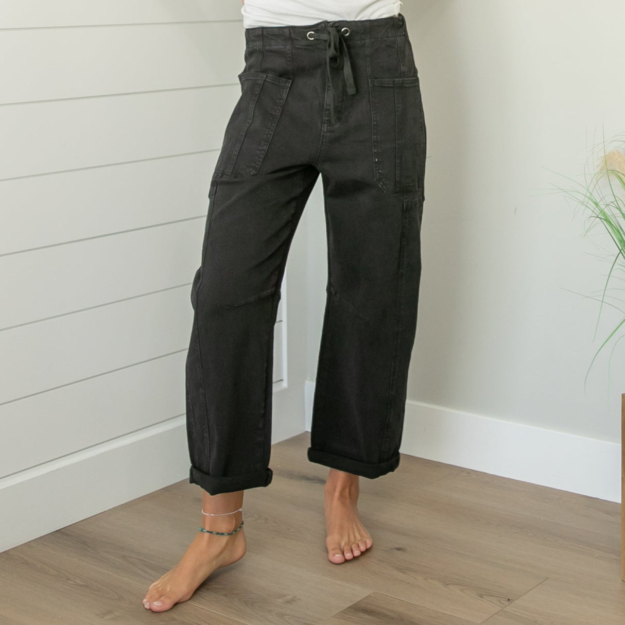 Risen High Rise Wide Barrel Pocket Jeans
