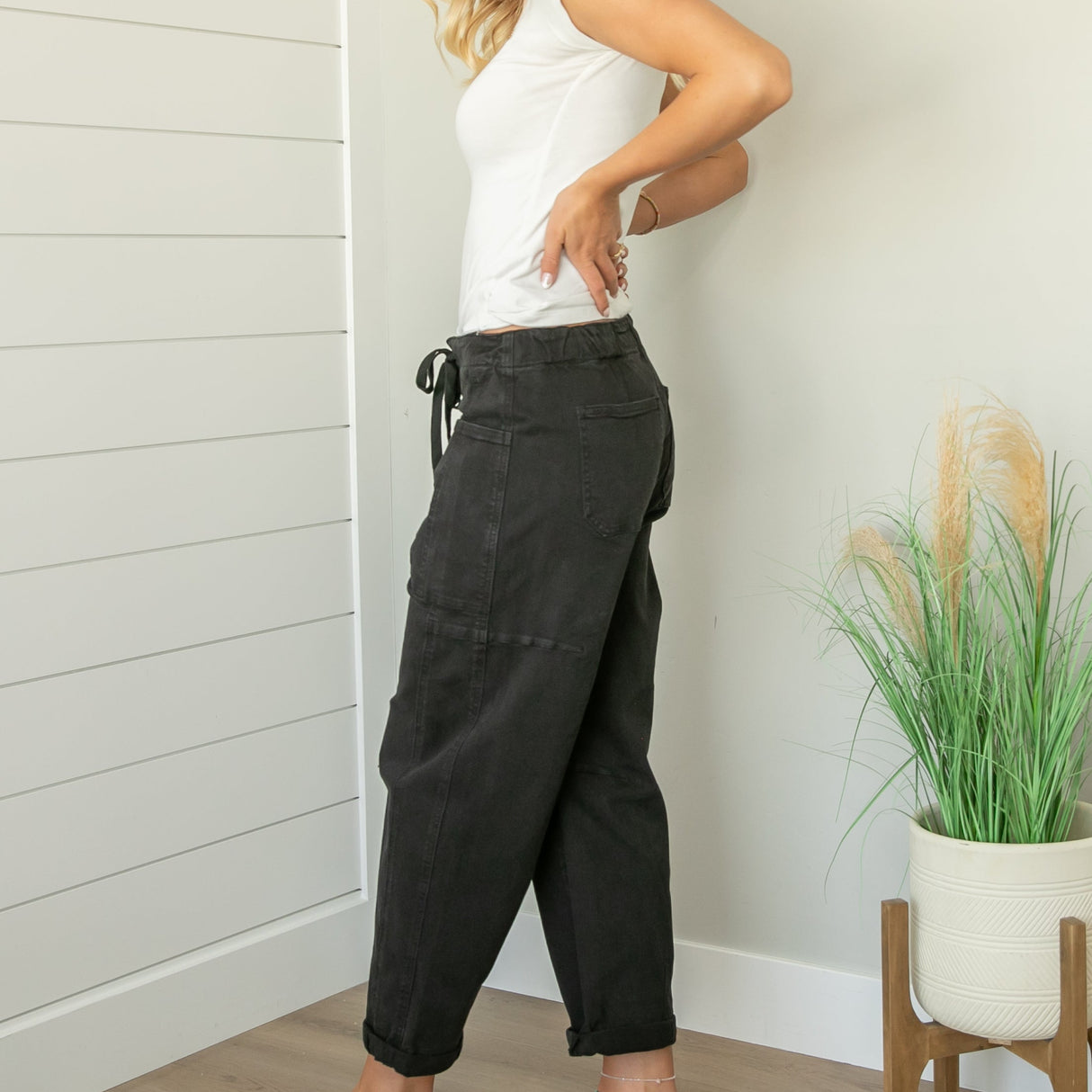 Risen High Rise Wide Barrel Pocket Jeans