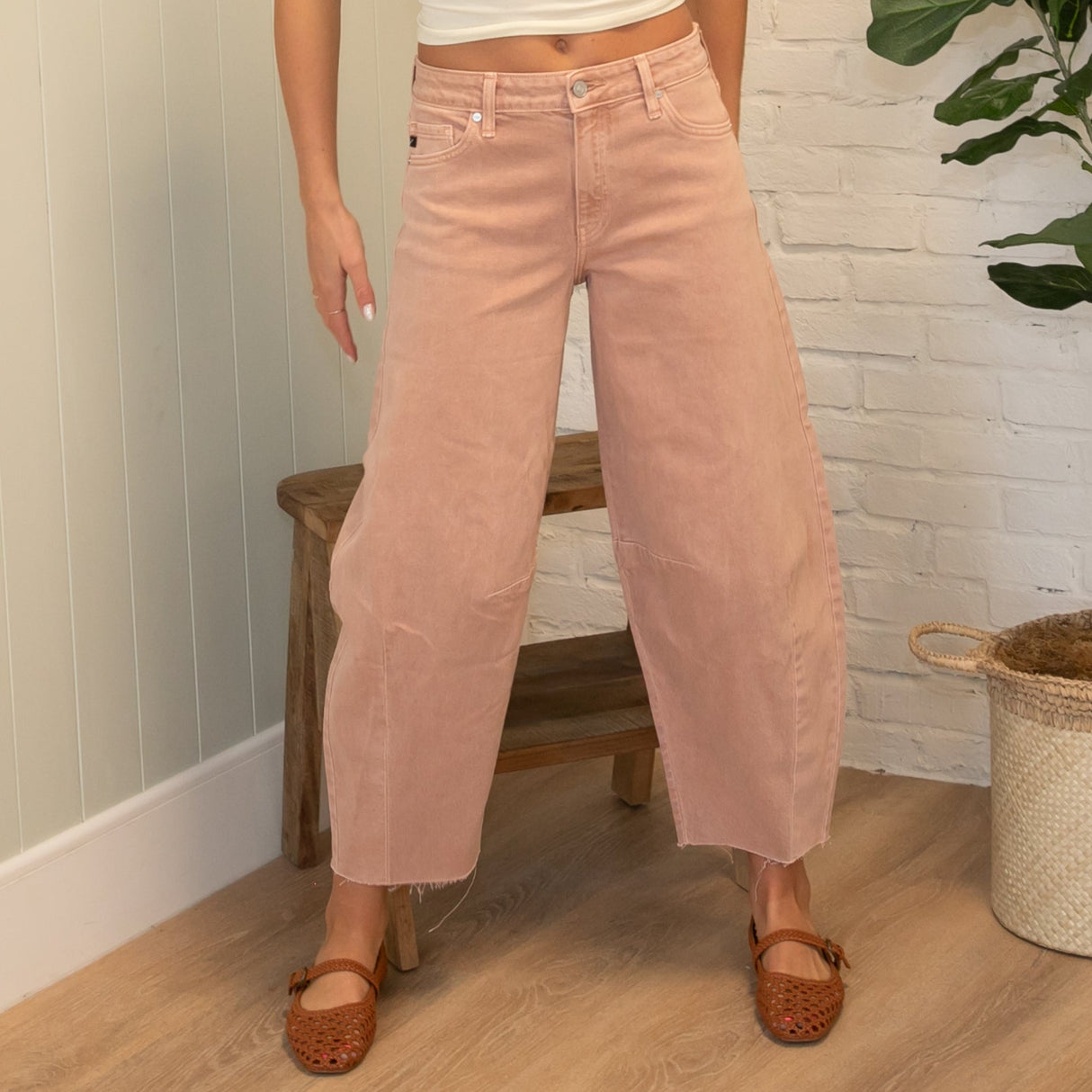 KanCan High Rise Mauve Barrel Jeans
