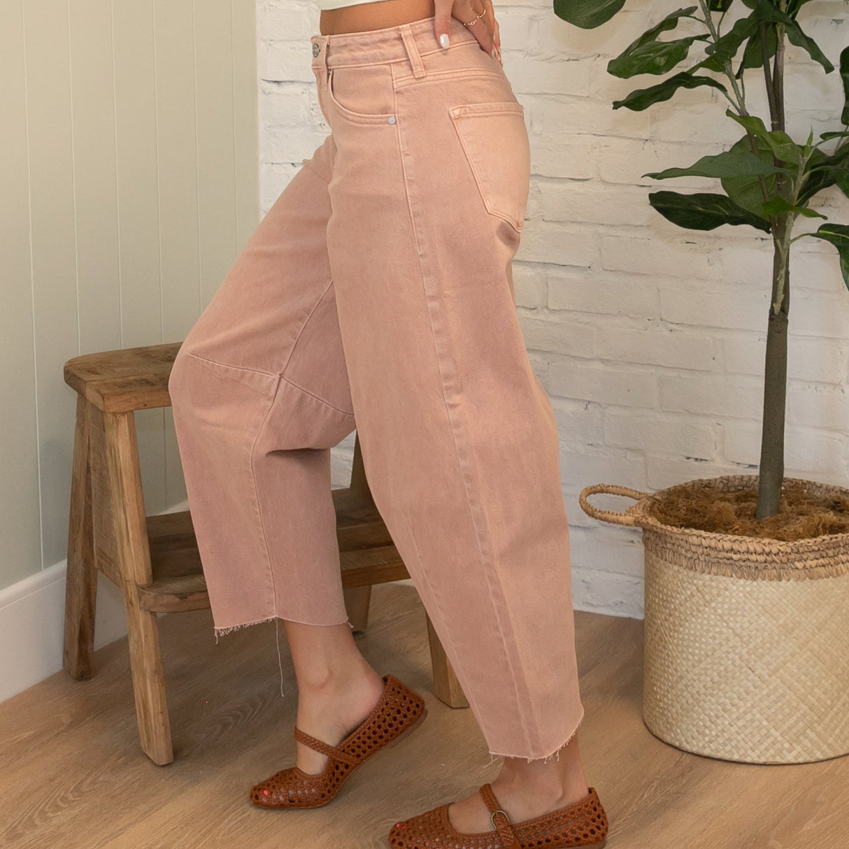 KanCan High Rise Mauve Barrel Jeans