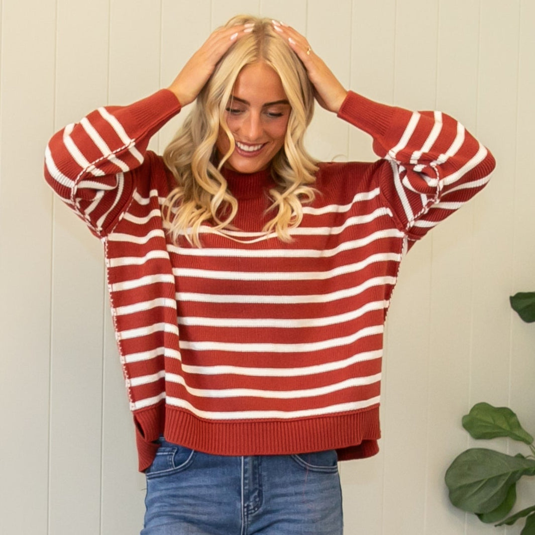 Swede Stripe Sweater - Rust