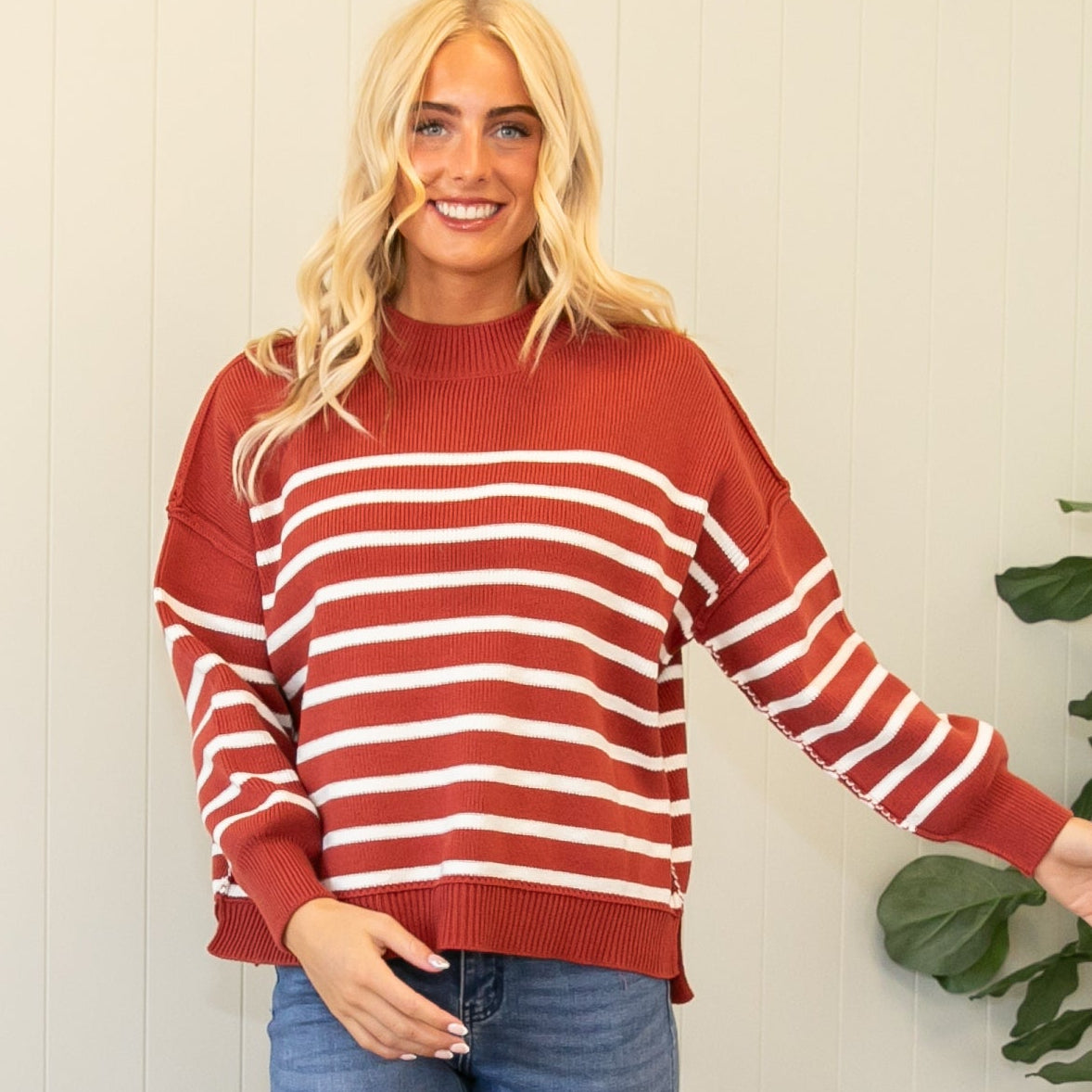 Swede Stripe Sweater - Rust