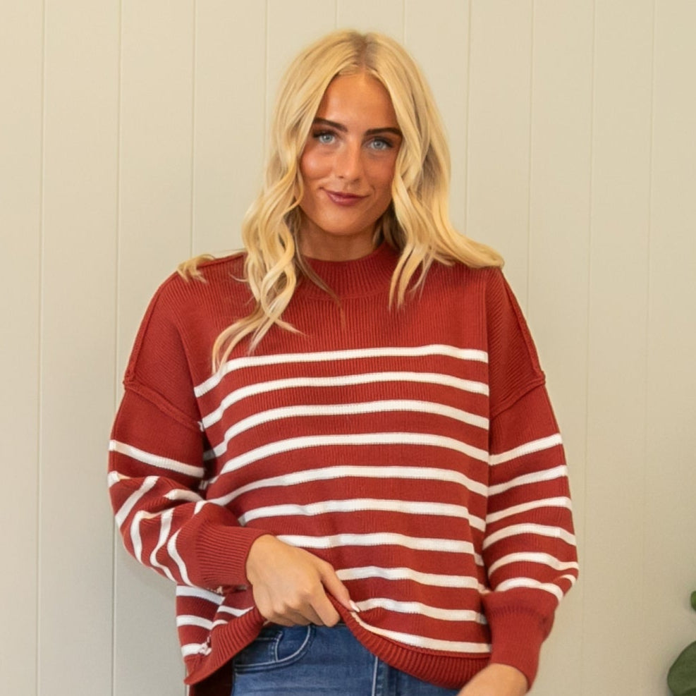 Swede Stripe Sweater - Rust