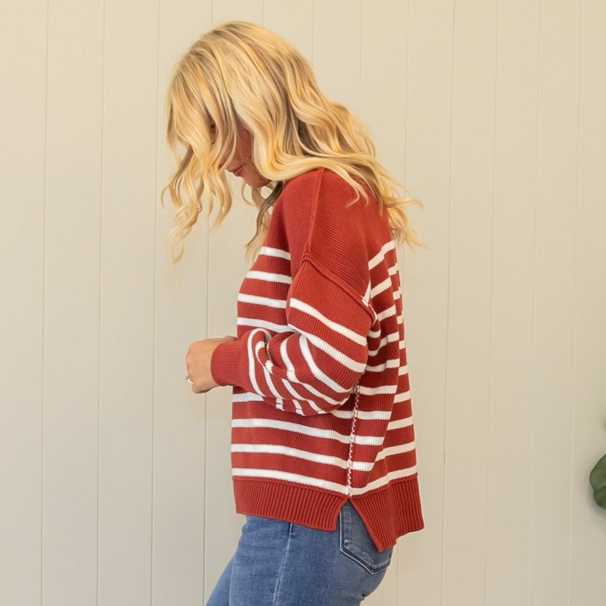 Swede Stripe Sweater - Rust