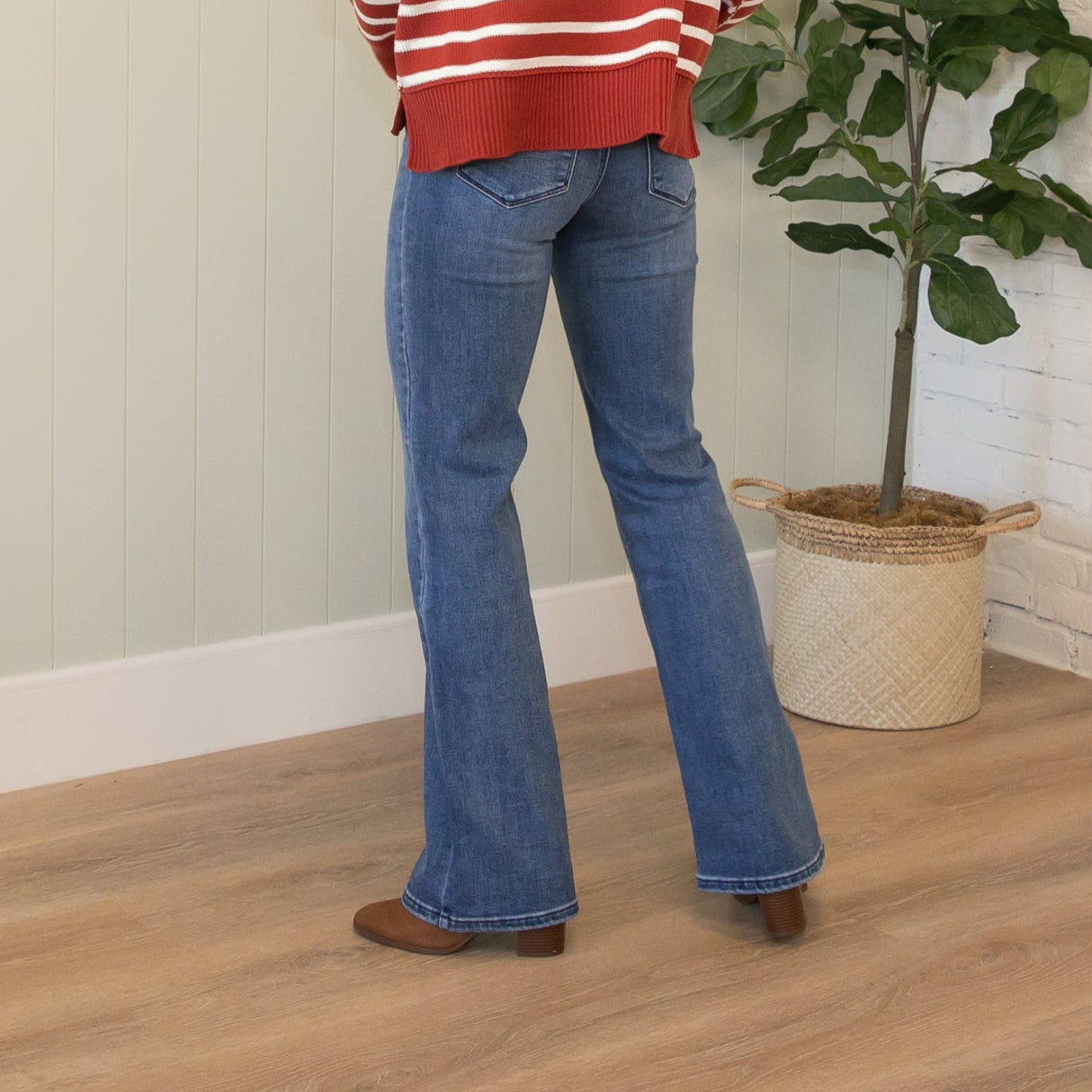 KanCan High Rise Double Button Wide Flare Jeans