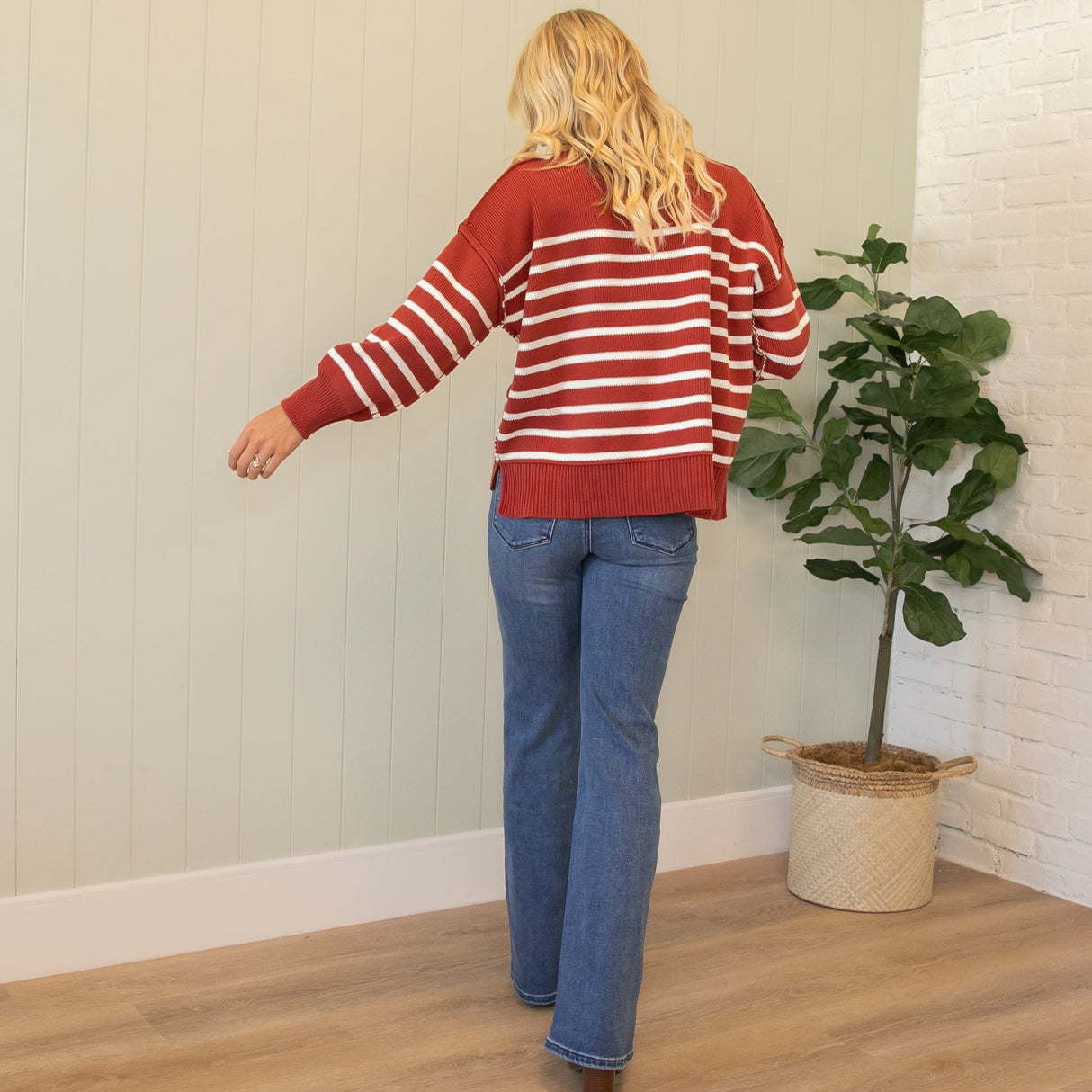 Swede Stripe Sweater - Rust