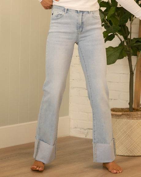 KanCan High Rise Folded Hem Light Jeans