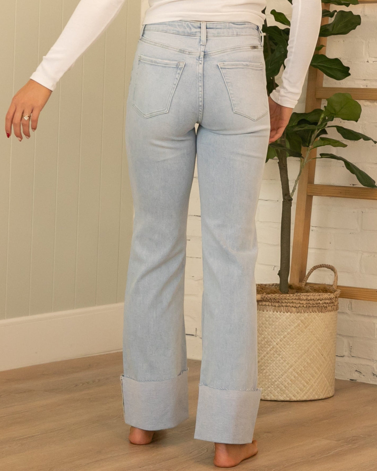 KanCan High Rise Folded Hem Light Jeans