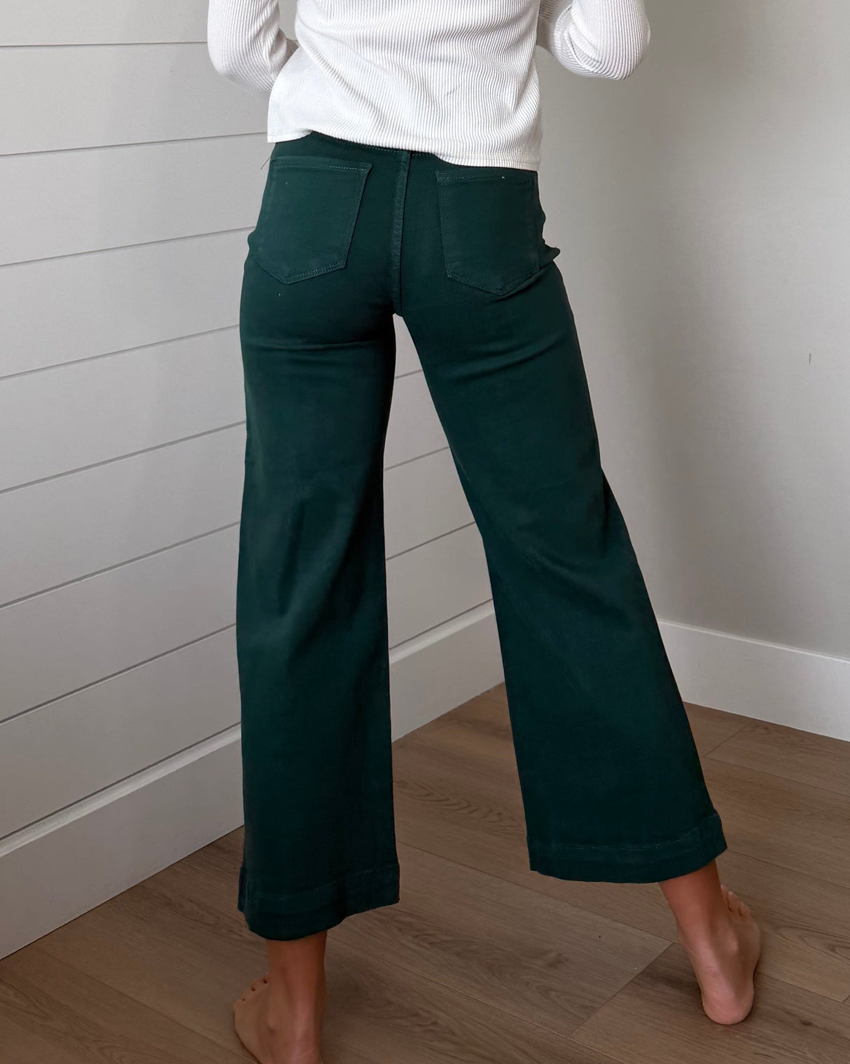 Risen Hunter Green Cropped Jeans