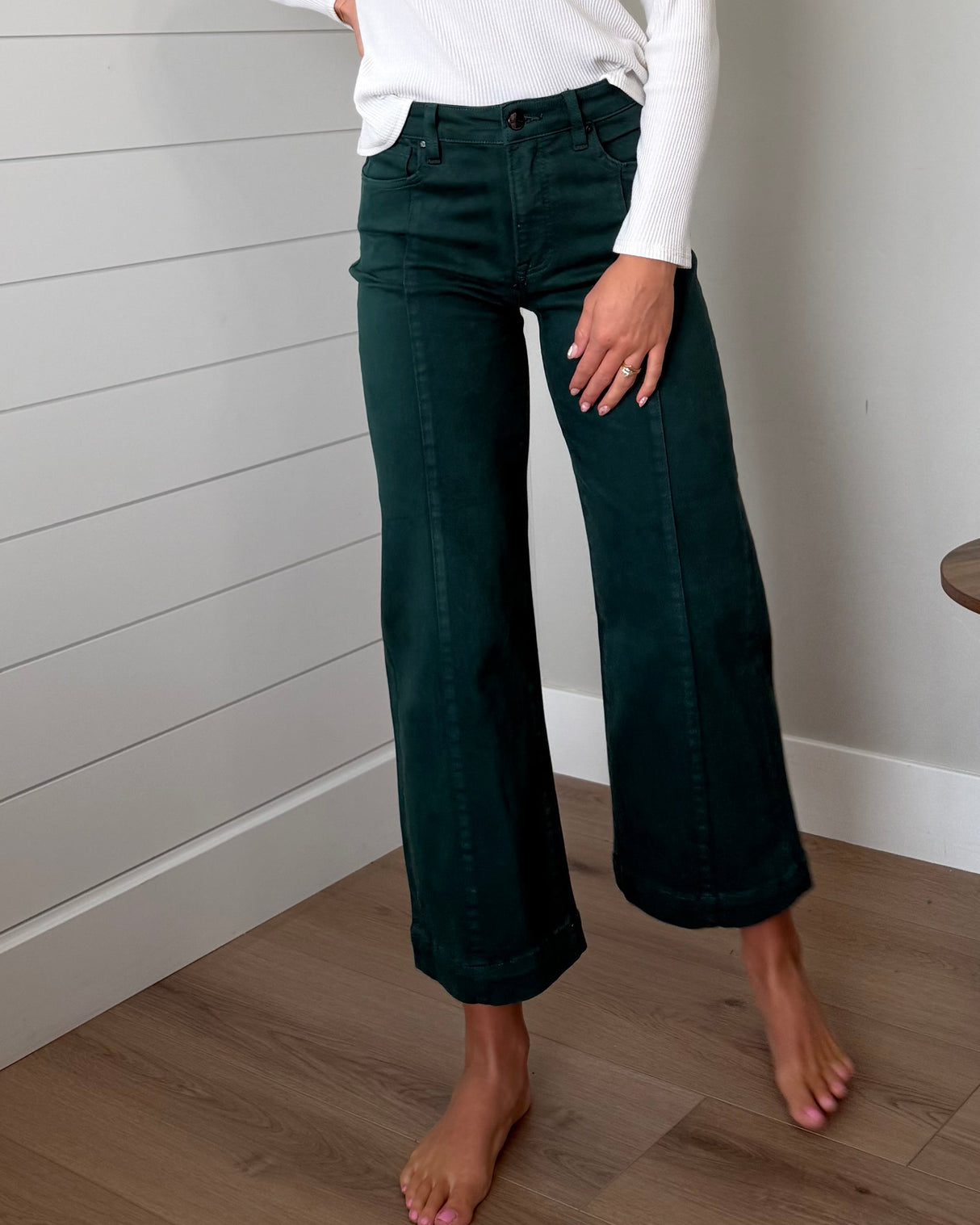 Risen Hunter Green Cropped Jeans