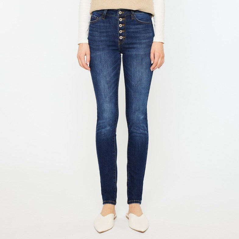 KanCan High Rise Dark Wash Button Fly Super Skinny Jeans