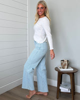 KanCan High Rise Stripe Wide Leg Jeans