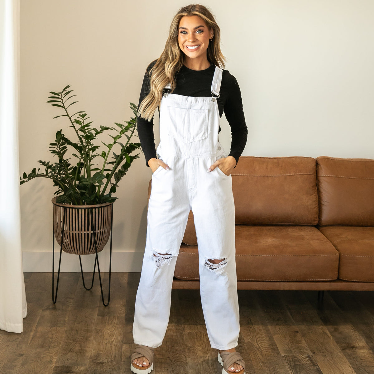 KanCan White 90s Overalls