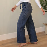 KanCan High Rise Wide Flare Dark Pocket Jeans
