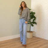 KanCan High Rise Wide Leg Patch Pocket Light Jeans