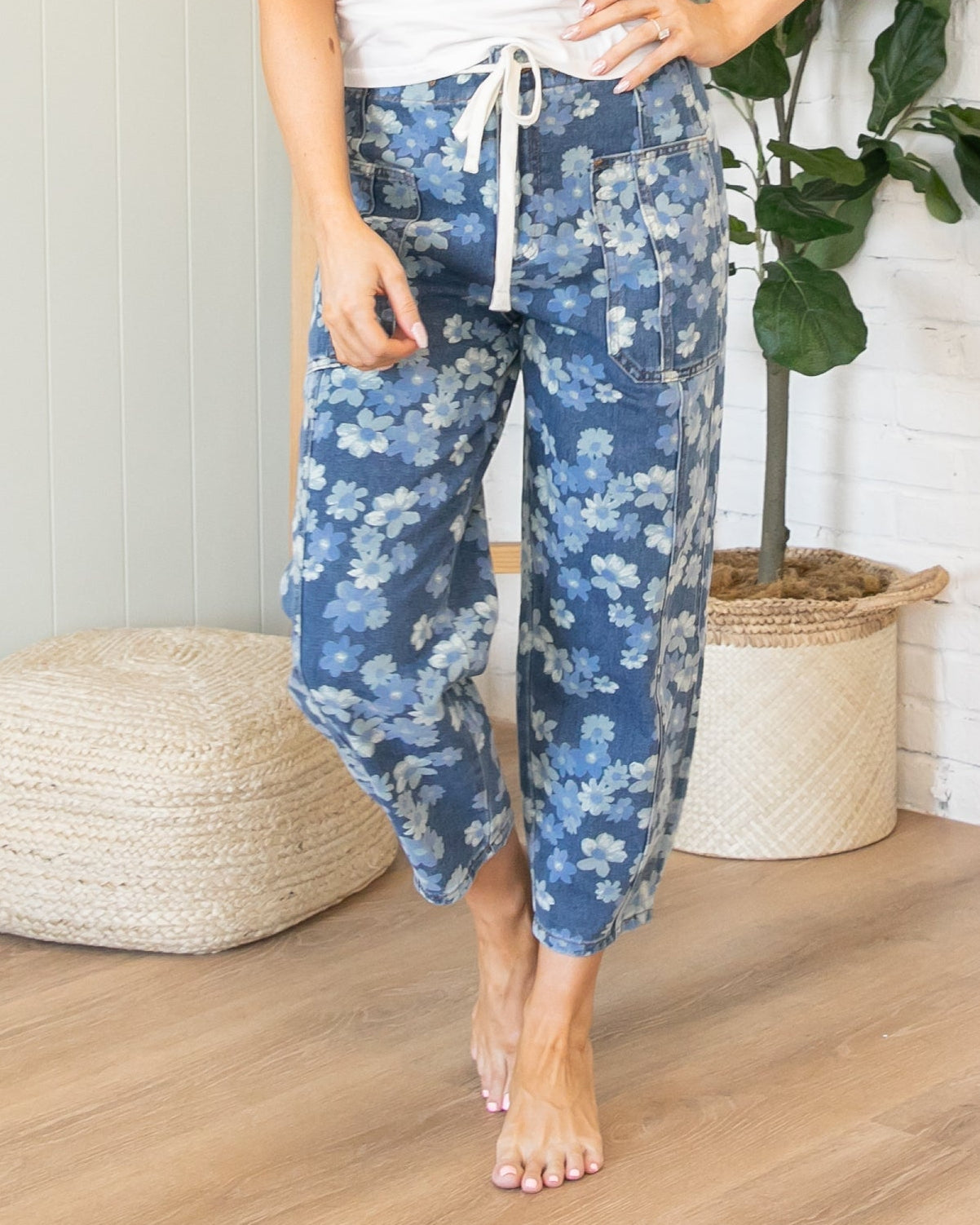 Emily Floral Barrel Jeans