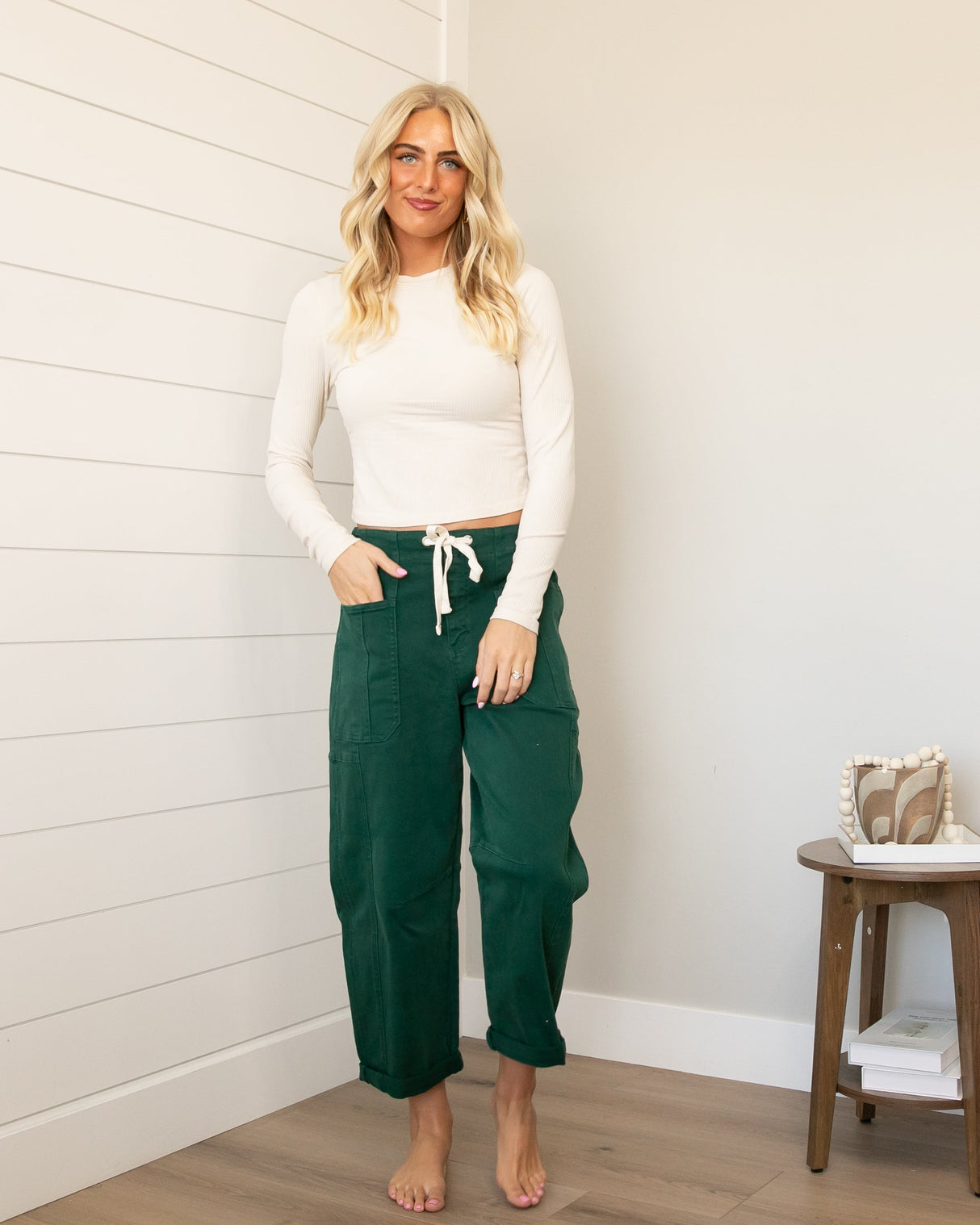 Risen Green Barrel Pocket Jeans