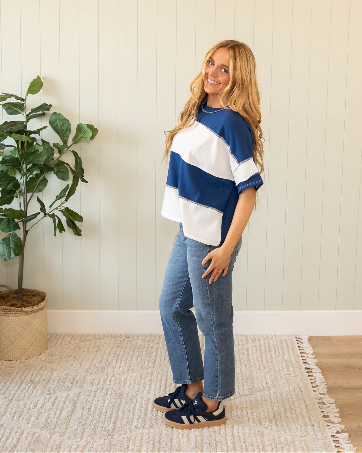 Jana Colorblock Top - Navy