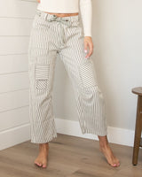 Calah Striped Barrel Pants - Grey