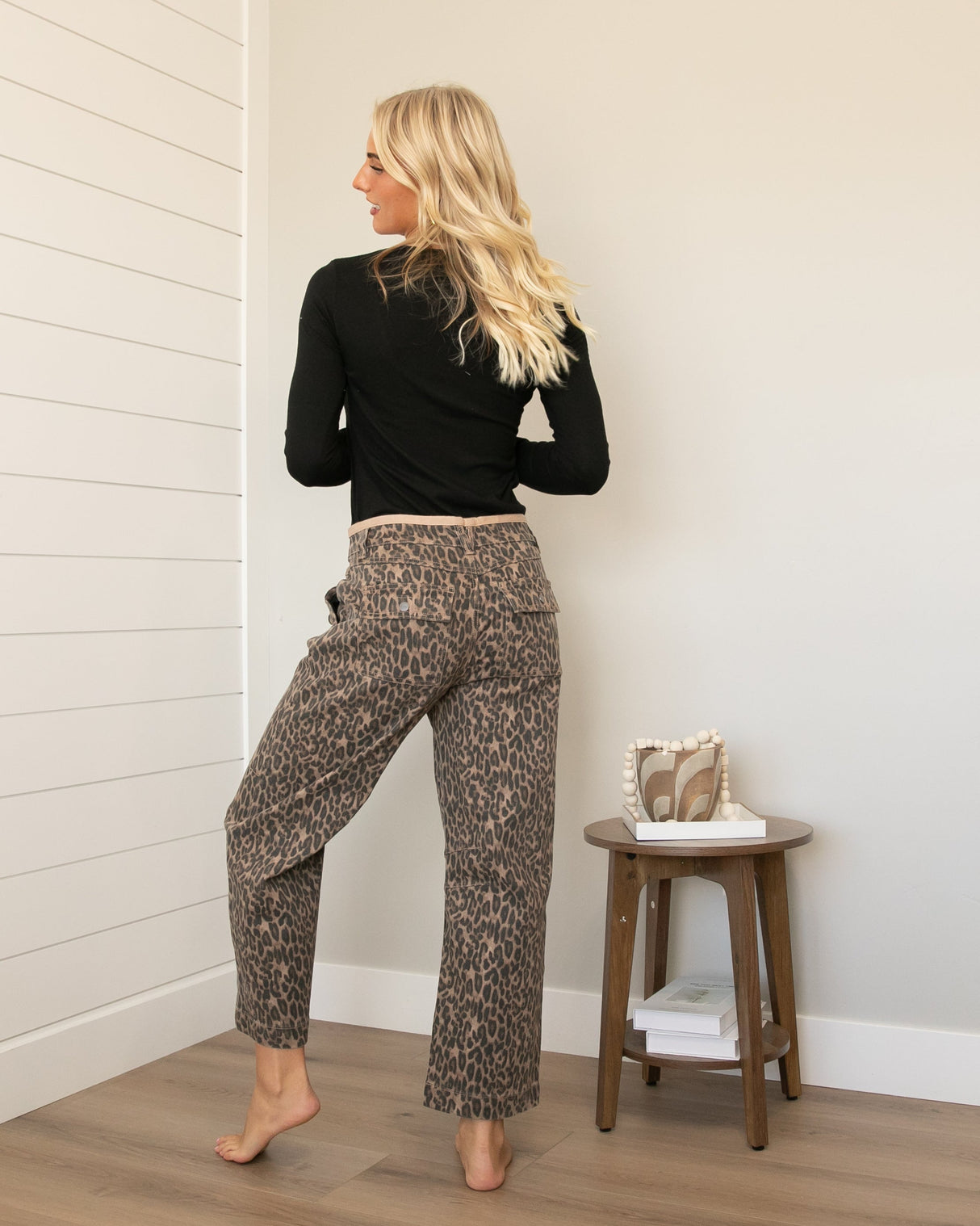 Risen Mid Rise Crop Leopard Jeans