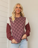 Sway Checkered Top - Burgundy