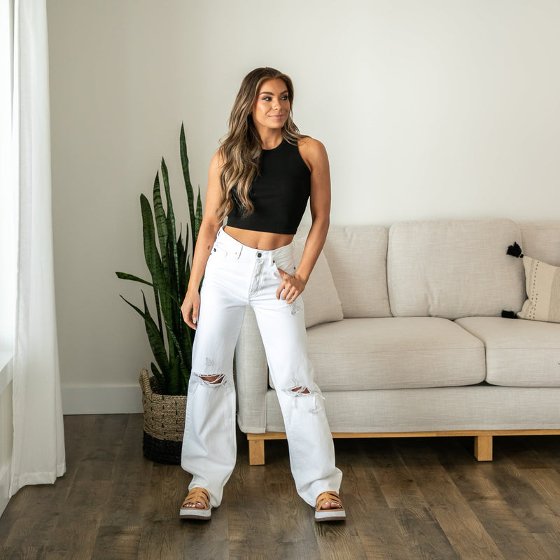 KanCan White Ultra High Rise 90s Flare Jeans