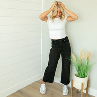 KanCan Ultra High Rise Cropped Black Wide Leg Jeans