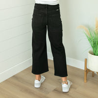 KanCan Ultra High Rise Cropped Black Wide Leg Jeans