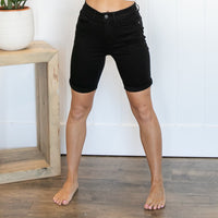 Judy Blue High Rise Black Cuffed Bermuda Shorts