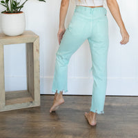 KanCan Seafoam High Rise Mom Fit Distressed Jeans