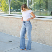 Judy Blue High Waist Light Wash Wide Straight Leg Jeans