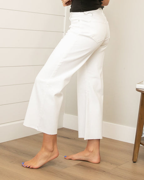 KanCan Crop White Wide Leg Jeans